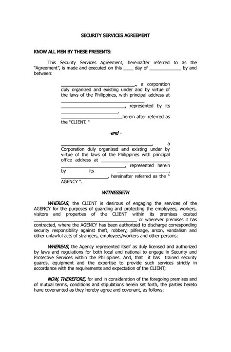 Security Service Agreement Template