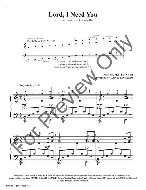 Lord I Need You By Matt Maherarr Dan Edwards Jw Pepper Sheet Music