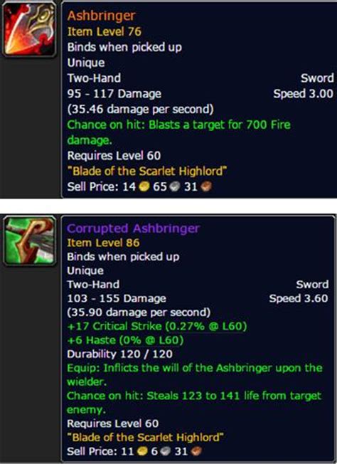 World of Warcraft Five Legendary Weapons