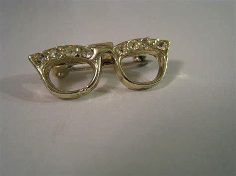 Vintage Cat Eye Eyeglass Brooch Gold Tone Eyeglasses Pin W Etsy