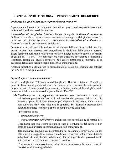 Esonero Diritto Processuale Civile PT 2 Capitolo Xviii CAPITOLO