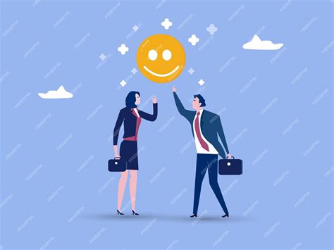 Premium Vector Happy Businessman And Woman Holding Smiling Face