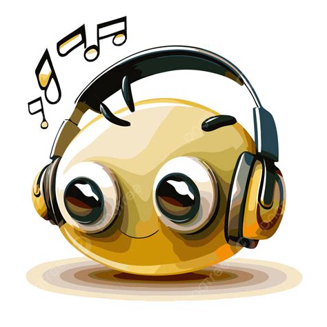 Musik Headphone Vektor Stiker Clipart Emoticon Kuning Di Telinga