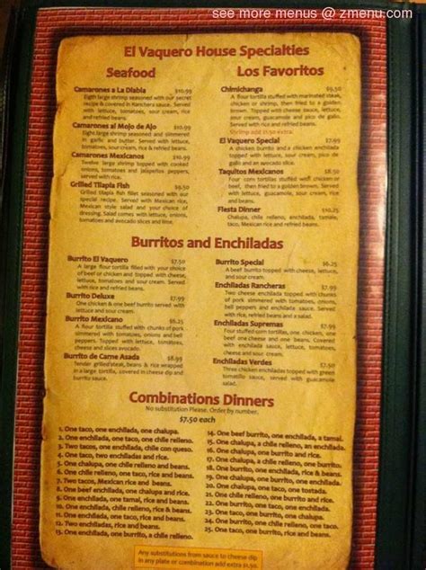 Online Menu Of El Vaquero Restaurant Paris Tennessee 38242 Zmenu