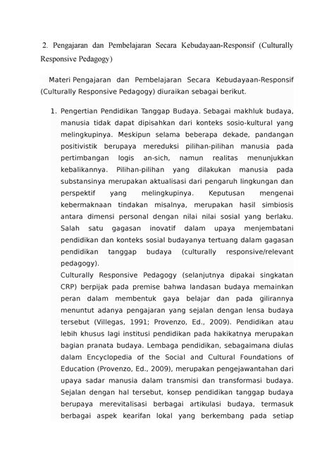 Pengajaran Dan Pembelajaran Secara Kebudayaan Responsif Culturally Responsive Pedagogy 2