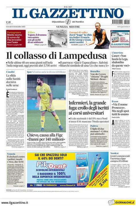 Il Gazzettino Today S Cover Front Pages