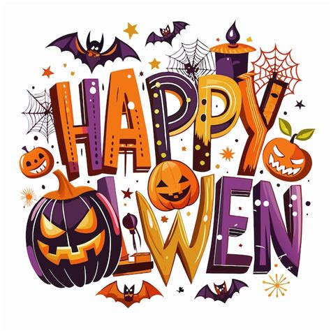 Premium Vector | Happy Halloween illustration with pumpkins and bats