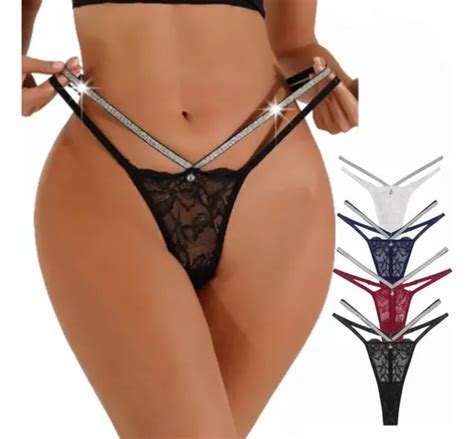 Paquete 4 Panty Tanga Sexy Encaje Bikini Lencería MercadoLibre