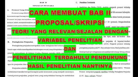 Cara Membuat Bab Ii Proposal Skripsi Sekaligus Contohnya Youtube