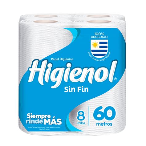 Papel Higiénico Higienol Sin Fin 60 M X 8 Disco