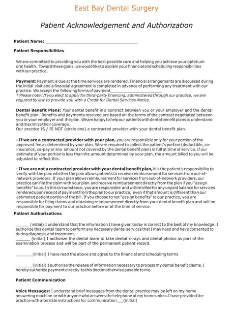 Fillable Online Patient Acknowledgements And Authorization Fax Email