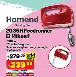 Homend 2035H Foodrunner El Mikseri İndirimde Market