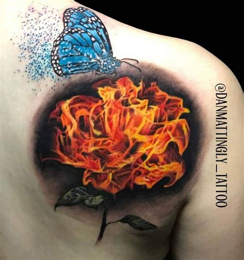 20 Amazing Rose On Fire Tattoos For 2024