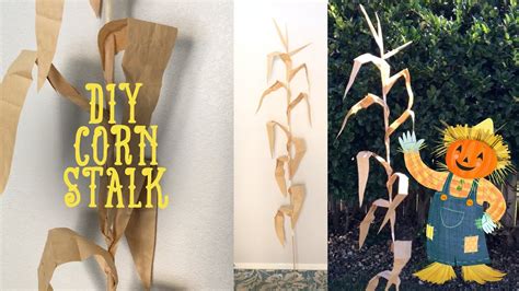 How To Make Fake Corn Stalks W 2 Wooden Sticks And Paper Bag Easy