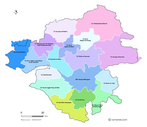 Carte des intercommunalités de la Loire Atlantique