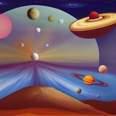 Best AI Photo: A painting of several planets in space | Promptify