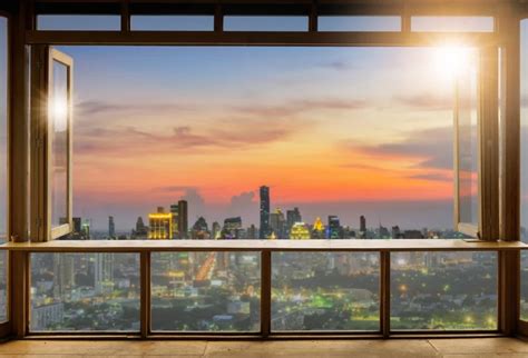 Laeacco City Balcony Window Building Interior Scene Photography