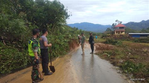 Polsek Rimbo Pengadang Bersama Babinsa Gotong Royang Bersikan Jalan Di