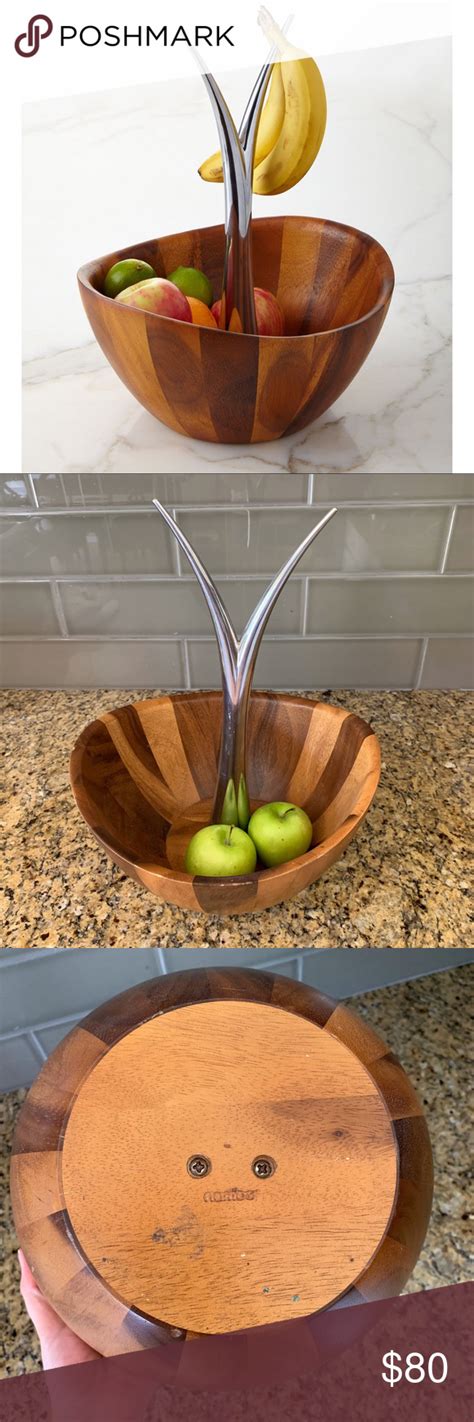 Nambe Fruit Tree Bowl Acacia Wood Silver Alloy Nambé Fruit Tree bowl