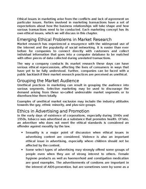 Business ethics notes 5 - Ethical issues in marketing arise from the
