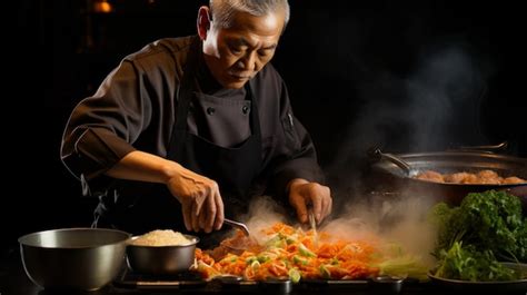 Premium Photo Ook Preparing Some Food A Man In A Chef S Uniform