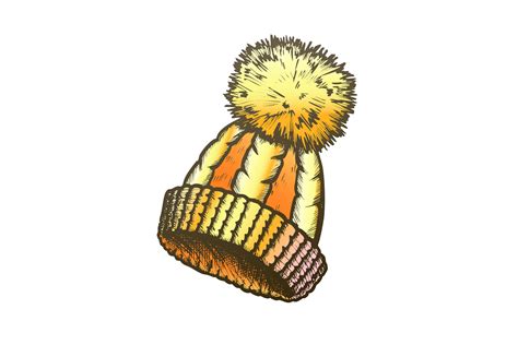 Winter Hat With Woolen Pompon Color Vector By Pikepicture Thehungryjpeg