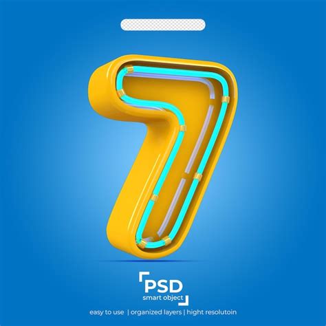 premium psd number  light effect left view