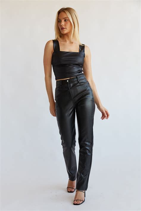 Katella Vegan Leather Straight Leg Pants • Shop American Threads Women