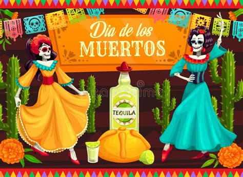 Jour Mexicain Des Squelettes De Danse Morts De Catrina Illustration De