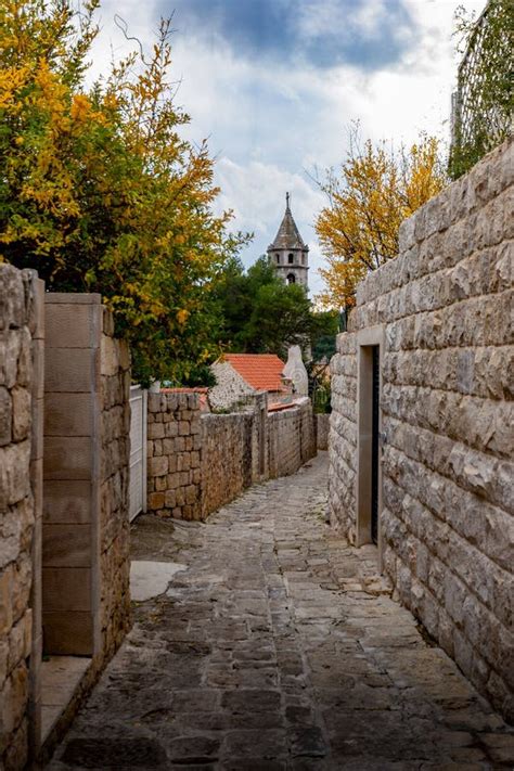 Street in the Old Town Cavtat, Croatia Stock Image - Image of mountain ...