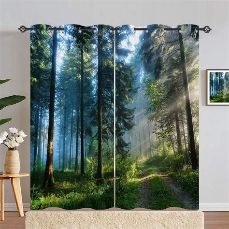 Amazon ANHOPE Forest Curtains Nature Scenery Window Curtains With