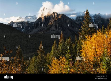 Autumn Morning View Of The Valley Of Ten Peaks In Albertas Canadian