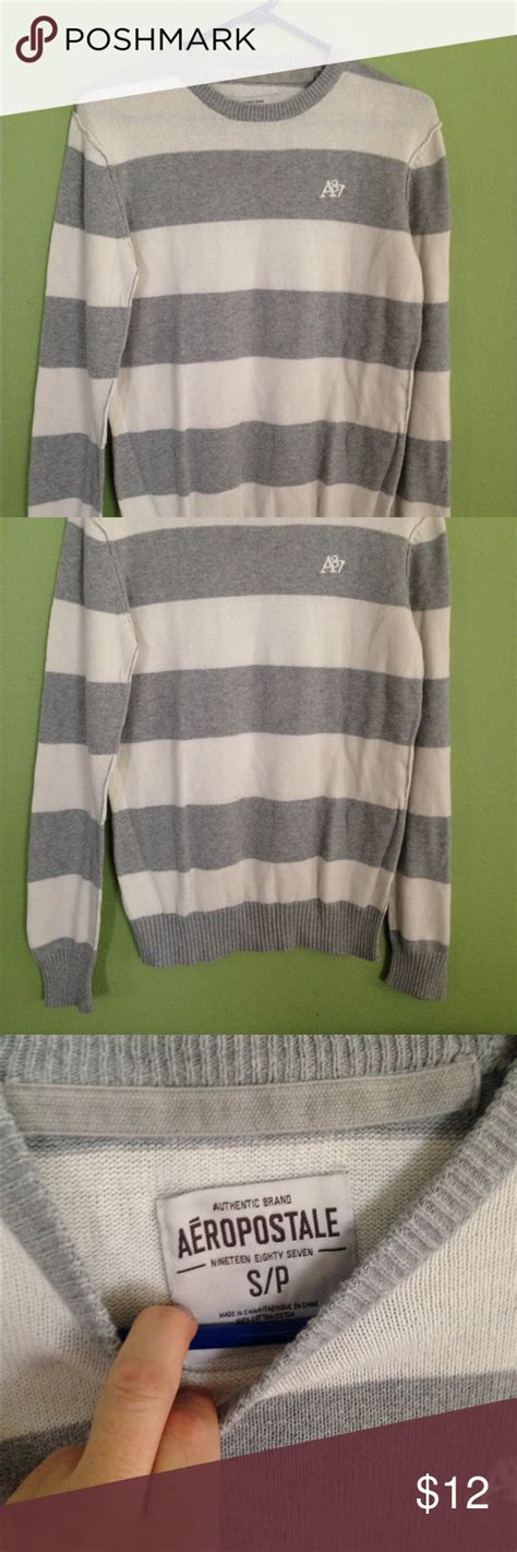 Men S Aeropostale Sweater Silver Grey Size S P Aeropostale Sweater