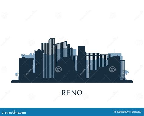 Reno Skyline, Monochrome Silhouette. Stock Vector - Illustration of business, place: 122262329