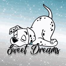 a cartoon dog laying down with the words sweet dreams