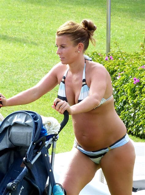 Coleen Rooney In A Striped Bikini Shows Off Her Growing Baby Bump