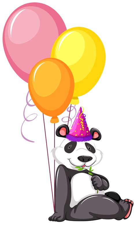 A Panda With Balloons Vector Art At Vecteezy