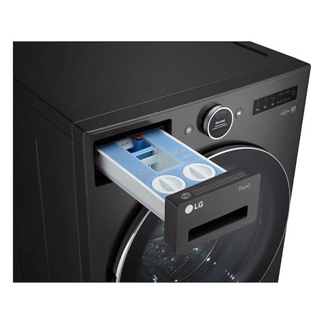 Lg 5 Cu Ft Stackable Steam Cycle Smart Front Load Washer Black Steel