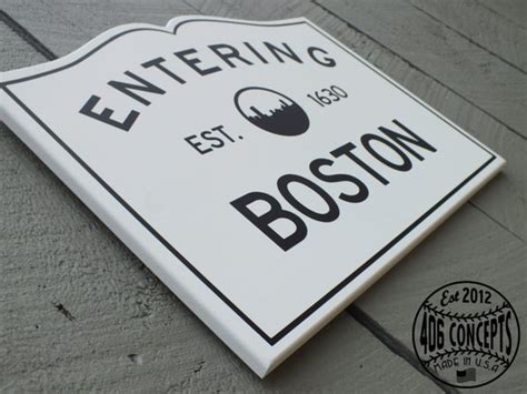 Painted Wood Entering Boston Sign Handmade By 406concepts On Etsy