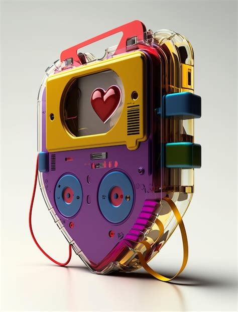 Premium AI Image A Colorful Cassette Player With A Heart On The Back