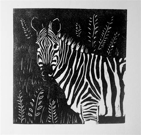 My First Linocut I Used A Picture Of A Zebra That My Mom Took During