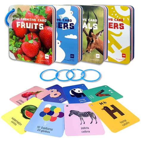 Richgv Toddler Flash Cards 50 Pcs 100 Pages Memory Animal Word