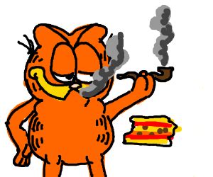 Garfield smoking a purple pipe - Drawception