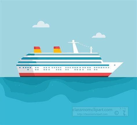 Boats and Ships Clipart-flat design passenger cruise ship out on the sea