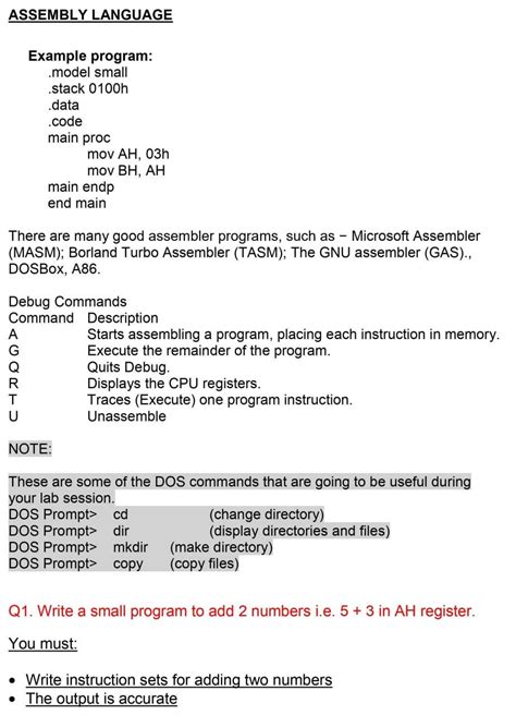 Solved Assembly Language Example Program Model Small Stack