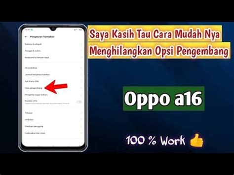 Cara Menghilangkan Opsi Pengembang Di Hp Oppo A Youtube