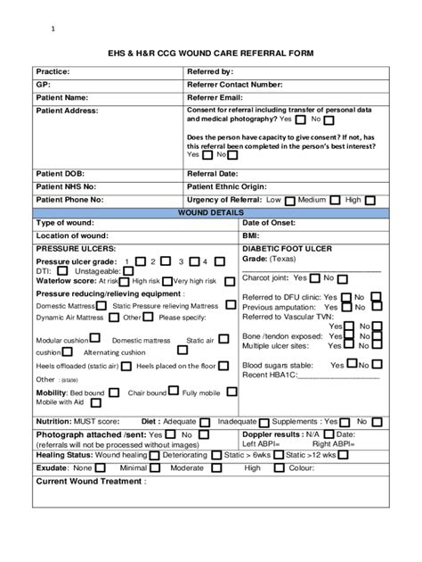 Fillable Online Ehs And H R Wound Care Referral Form Fax Email Print