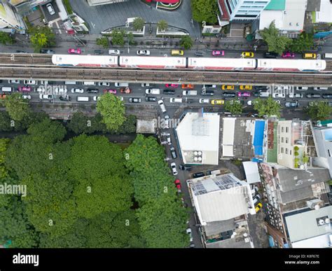 Top View Of Traffic Jam In Bangkok Stock Photo Alamy