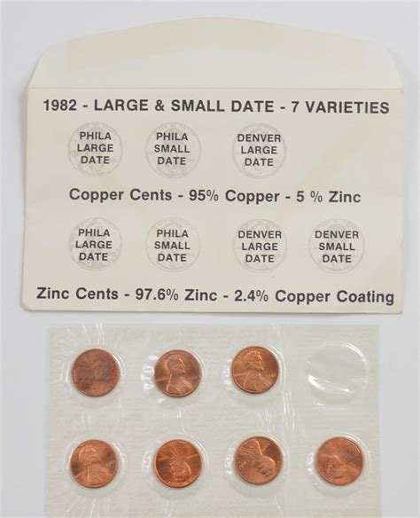 Variety Lincoln Cent Unc Set Copper Zinc P D Small Date