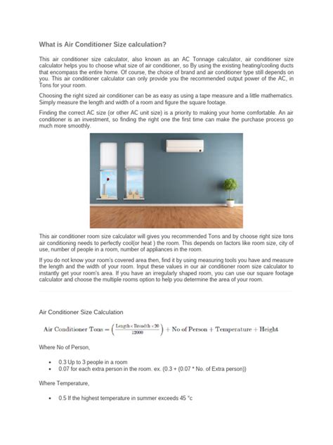 how to calculate air conditioner size